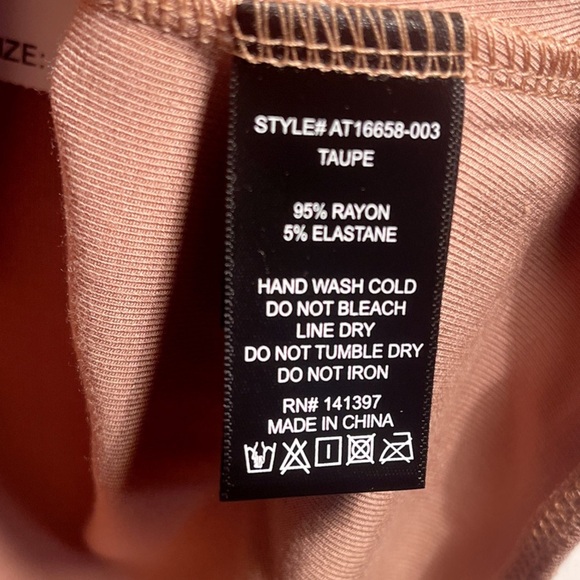 NWT ASTR taupe long Sleeve Ruched sexy bodycon Stretch lightweight Bodysuit S - Picture 5 of 5